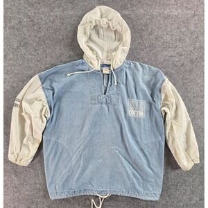 Breaker Jeans Men's Light Blue Denim Pullover Windbreaker Med Hoodie VTG 80s 90s
